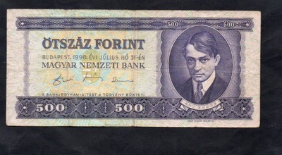 BANKNOT WĘGRY -- 500 forintów -- 1990 rok