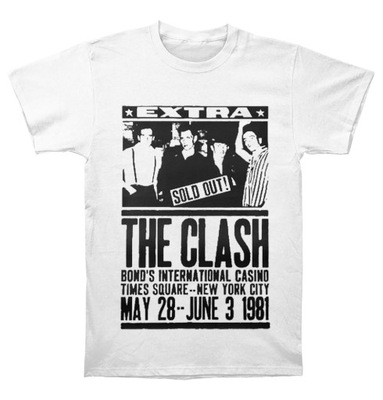 KOSZULKA Biała koszulka The Clash Bond z 1981 r., S
