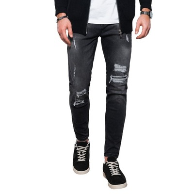 Spodnie męskie jeansowe P1078 czarne XL