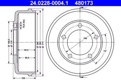 BŪGNINIAI STABDŽIAI HAM.FORD TRANSIT 00- /280X80.5/ /A 