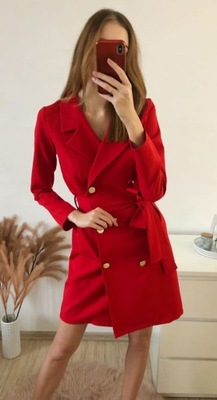 Natally Fashion Sukienka marynarkowa czerwona 38
