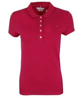 TOMMY HILFIGER polo damskie, różowe, Slim, XS