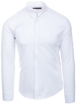 Koszula męska biała stójka SLIM FIT STRUKTURA - XL
