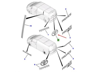 TOYOTA PROACE 17-23 INSIGNIA EMBLEMA PARTE TRASERA NUEVO  