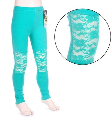 BAWEŁNIANE LEGGINSY Koronkowe dla dziecka 98-104cm