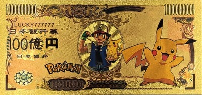 Pokemon Pikachu II Kolekcjonerski Banknot Pozłacany