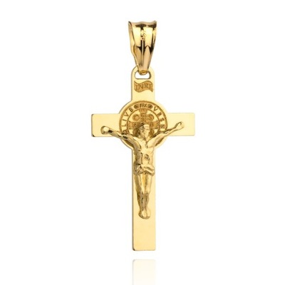 Krzyżyk złoty pr.585 z Jezusem benedyktyński