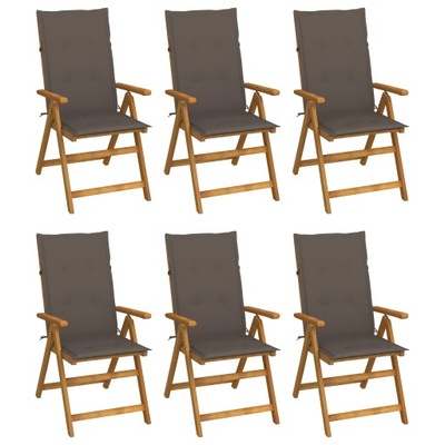 Składane krzesła ogrodowe z poduszkami, 6 szt.,