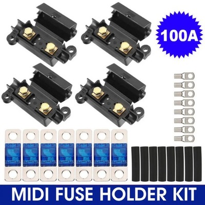 100A 50A Midi Fuse Holder Kit 4 ANS 7 x 50 AMP Fuses to suit Redarc ~6443 