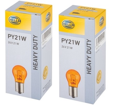 HELLA HEAVY DUTY ЛАМПОЧКА PY21W 21W 24V BAU15S AMBER ОРАНЖЕВА 20 ШТУКИ