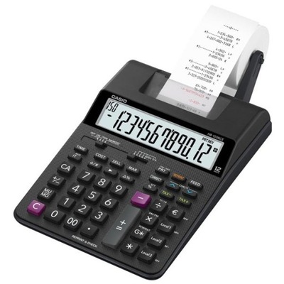 Casio Kalkulator HR 150 RCE, czarna, 12 miejsc, z drukarką, podwójne zasila