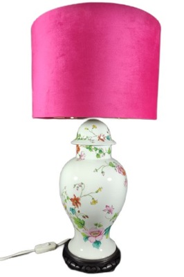 LIMOGES duża porcelanowa lampa kwiaty 57 cm