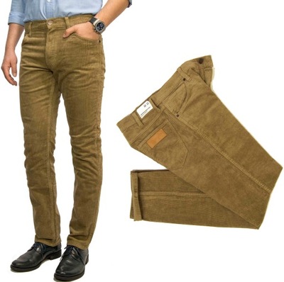 Wrangler Greensboro Biscui spodnie sztruks W36 L32