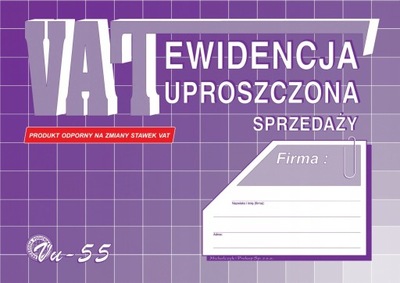 Druk Ewidencja Uproszczona Sprzedaży A5 Vu-55