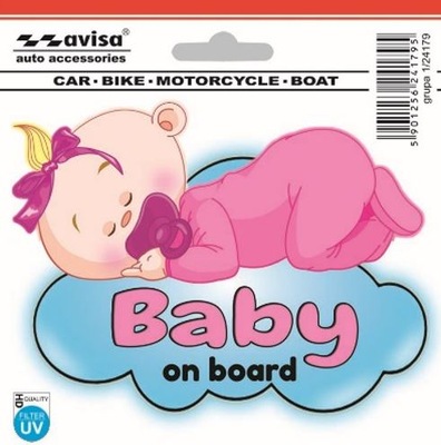 PODLEPKA AUTOMOBILINĖ : SRODKA VIDAUS BABY ON BOARD CHMURKA 12,7 X 10CM 