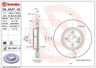 BREMBO 09.A047.41 ДИСК ТОРМОЗНОЙ