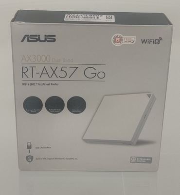 ASUS RT-AX57 Go AX3000 Dual Band WiFi 6 Travel Router (90IG08N0-MU9C00)