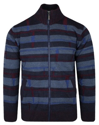 Granatowo-Niebieski Wełniany Sweter na Zamek XL