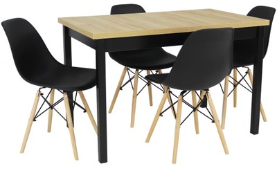NOWOCZESNY Drewniany stół 70x120/160 z 4 krzesłami