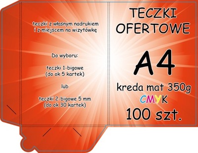 TECZKI ofertowe firmowe A4 z nadrukiem KREDA Mat 350g - 100 sztuk