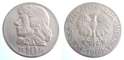 2257. PRL. KOŚCIUSZKO, 10 ZŁ, 1960