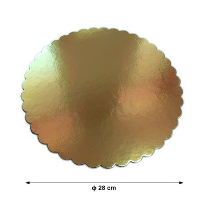 Podkład pod tort gruby złoty karbowany śr. 28cm