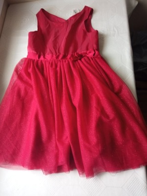 H&M zwiewna dziewczęca sukienka z brokatem r 140