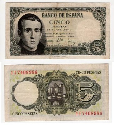 HISZPANIA 1951 5 PESETAS