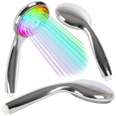 REINBOW RGB słuchawka LED chrom prysznic kolory woda
