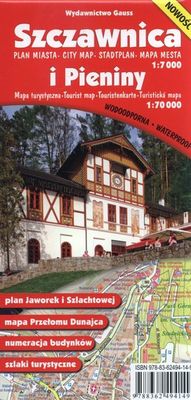 SZCZAWNICA. PLAN MIASTA 1:7000 I PIENINY. MAPA TURYSTYCZNA 1:70 000. WODOOD