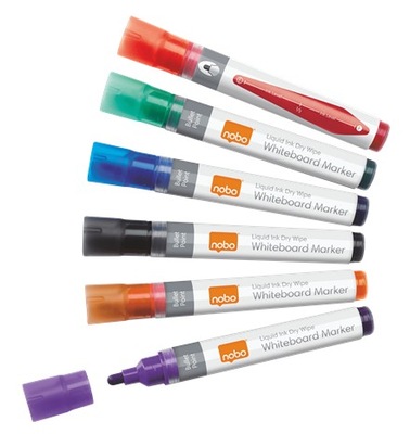 Markery suchościeralne NOBO Liquid Ink 6 kolorów