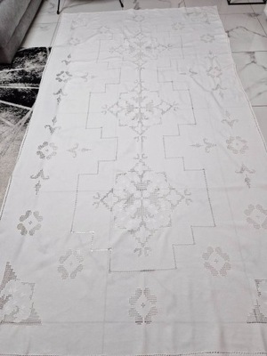 Obrus haftowany ręcznie haftem hardanger 3m x 1,5m