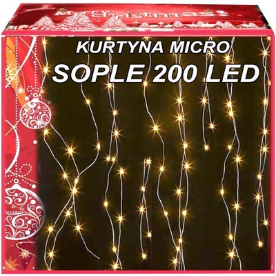 SOPLE DRUCIKI 200 LED LAMPKI MIKRO KURTYNA 3x0,6M