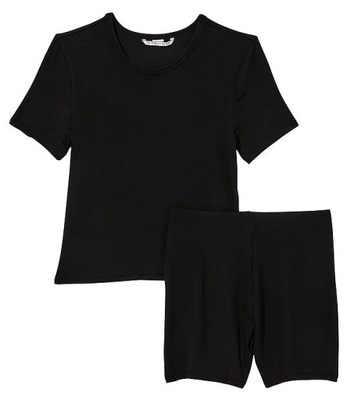 Krótka piżama z prążkowanego modalu Victoria's Secret czarna S
