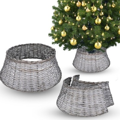 OSŁONA WIKLINOWA POD CHOINKĘ 70 CM WODOODPORNY KOSZ WIKLINOWY BOHO