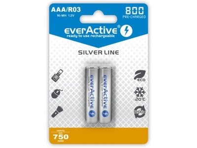 Akumulatorki AAA/R03 everActive Silver 800mAh 2szt