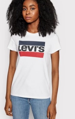 LEVI'S T-SHIRT DAMSKI BIAŁY GŁADKI Z LOGO M 1SPF