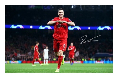 Robert Lewandowski podpisał zdjęcie Autograf Bayern Monachium Piłka nożna
