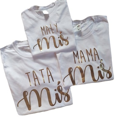 Koszulki dla rodziny Mama Tata Córka/Syn, Tata Miś Mama Miś Mały Miś