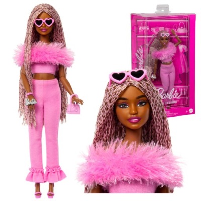 BARBIE LALKA DELUXE STYLE RÓŻOWE WARKOCZYKI LALKA MODOWOA HYV28