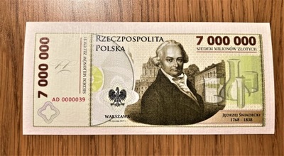 Banknot 7000000 złotych Jędrzej Śniadecki 2017