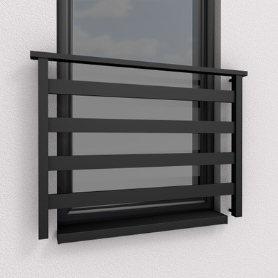 Balustrada okienna francuska aluminiowa czarna 150cm