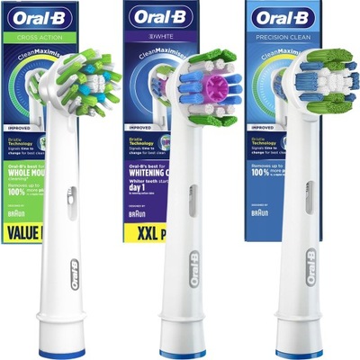 3 Oryginalne Końcówki Braun Oral-B do Szczoteczki