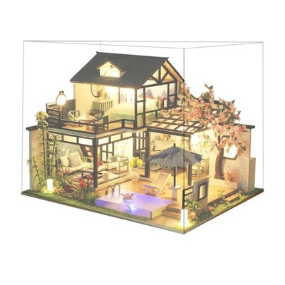Miniaturowy domek dla lalek z akcesoriami meblowym