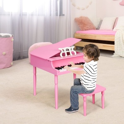 różowy Fortepian ze stołkiem dla dzieci Pianino