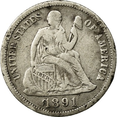 Moneta, USA, Seated Liberty Dime, Dime, 1891, U.S.