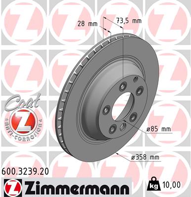 ZIMMERMANN 600.3239.20 ДИСК ТОРМОЗНОЙ