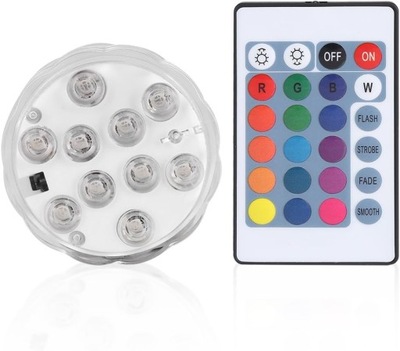 LAMPA OŚWIETLENIE DO BASENU WODNA LED WODOODPORNY PILOT 16 KOLORÓW 1SZT