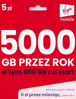 KARTA SIM STARTER VIRGIN MOBILE 600GB INTERNETU na START