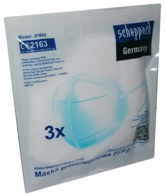 MASKA FFP2 SCHEPPACH GERMANY CERTYFIKAT x3 sztuki